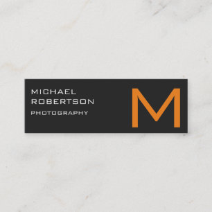Gray Orange Monogram Fotograf Business Card Mini Visitenkarte