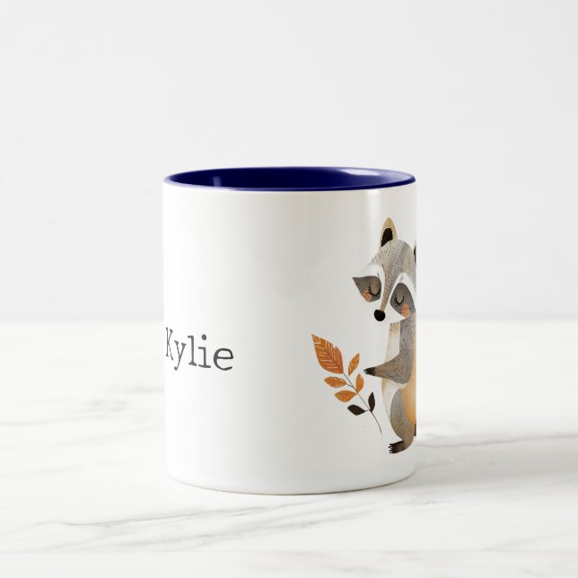 Gray Orange Raccoon Zweifarbige Tasse (Mittel)