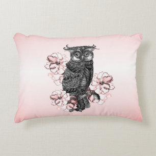Gray Owl Pink Orchids Dekokissen
