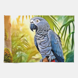 Gray Parrot Perch Geschirrtuch