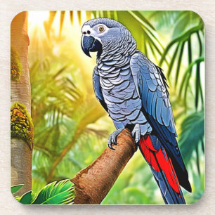 Gray Parrot Perch Getränkeuntersetzer