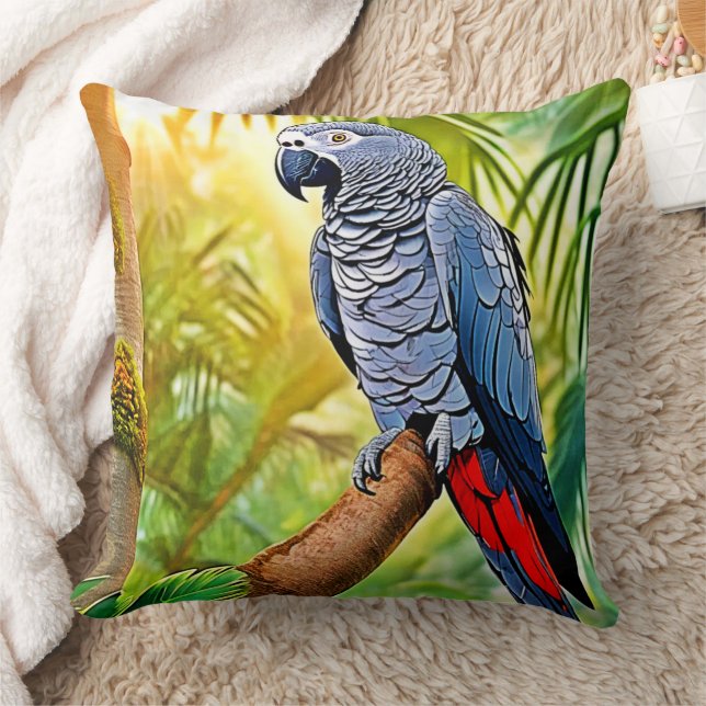 Gray Parrot Perch Kissen (Decke)