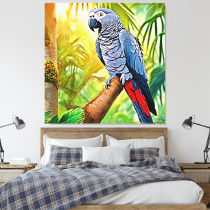 Gray Parrot Perch Leinwanddruck