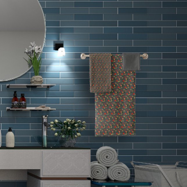 Gray Pattern Mini-Wildblume Badhandtuch Set (Von Creator hochgeladen)