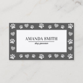 Gray Paw Prints Dog Groomer Business Card Visitenkarte