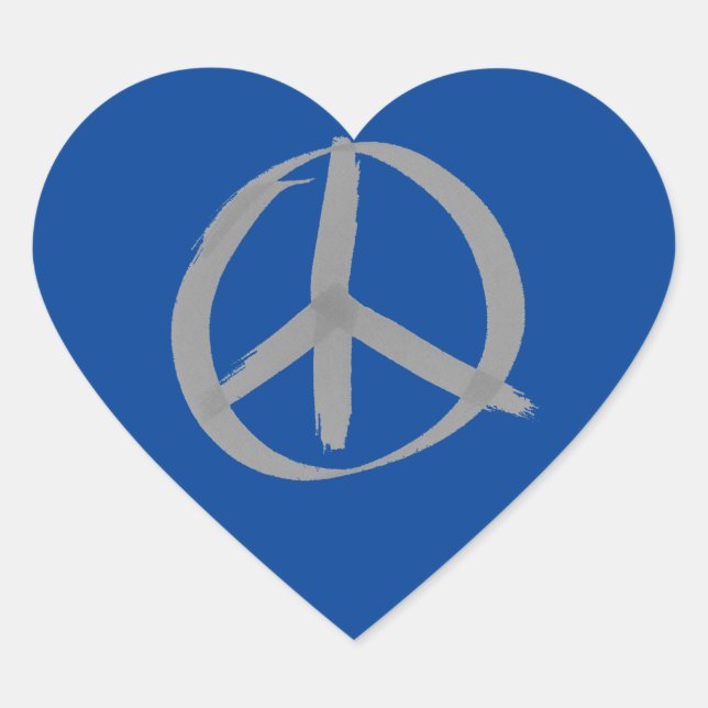 Gray Peace Sign Heart Sticker (Vorderseite)