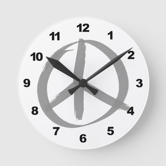 Gray Peace Sign Runde Wanduhr (Vorderseite)