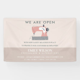 GRAY PEACH PINK SEWING MACHINE TAILOR WIEDER ÖFFNE BANNER