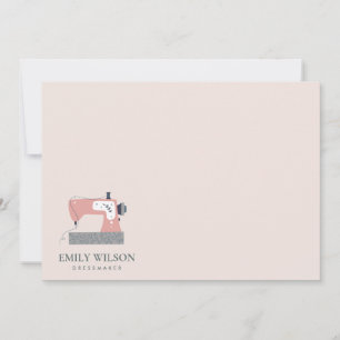 GRAY PEACH PINK SEWMACHINE TAILOR BUSINESS MITTEILUNGSKARTE