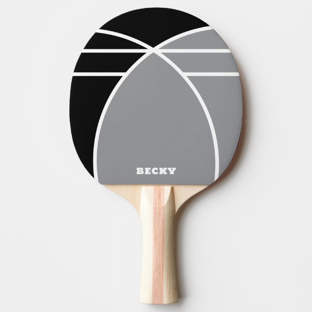 Gray Personalized Ping Pong Paddle with Name Tischtennis Schläger (Vorderseite)