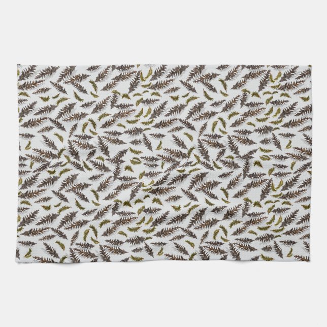 Gray Pinecones Evergreen Kitchen Towel Geschirrtuch (Horizontal)