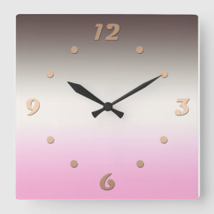 Gray pink Ombre Quadratische Wanduhr