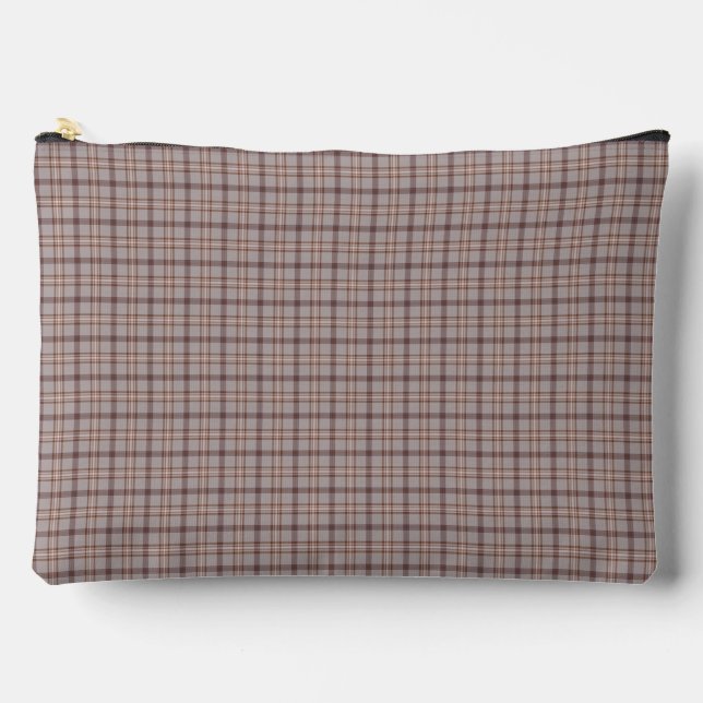 Gray Pink Plaid Classic Pattern Retro Zubehörtasche (Vorderseite)