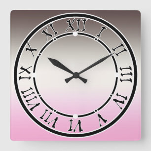 Gray Pink Shadow Quadratische Wanduhr