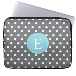 Gray Polka Dot Blue Monogram Laptopschutzhülle