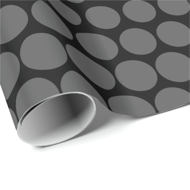 Gray Polka Dot Modern Black Geschenkpapier (Rolleneckpunkt)