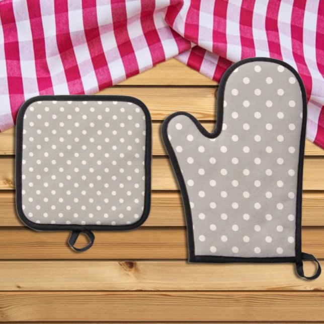 Gray Polka Dot Ofenhandschuh & Topflappen-Set (Von Creator hochgeladen)