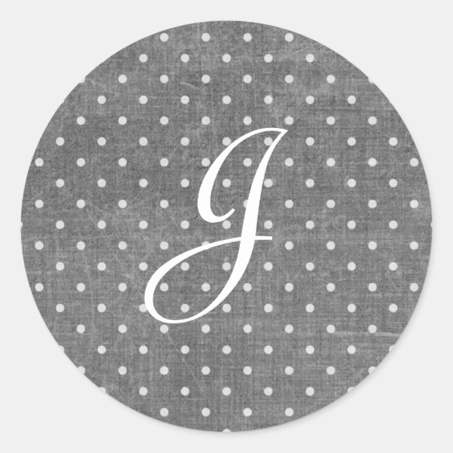 Gray Polka Dots Runder Aufkleber (Vorderseite)