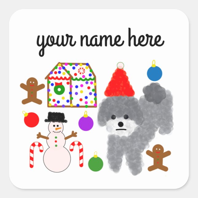 Gray Poodle Christmas #2-4 Stickers (Vorderseite)