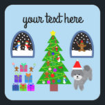 Gray Poodle Christmas #4 Stickers<br><div class="desc">Gray Poodle Christmas #4</div>