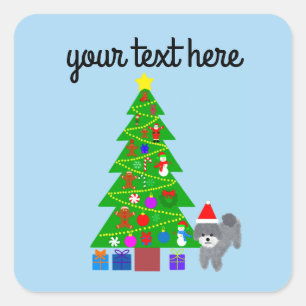 Gray Poodle Christmas #5 Stickers