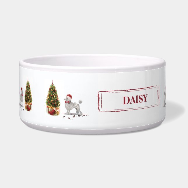 Gray Poodle Funny Christmas Dog mit Baum Napf (Links)