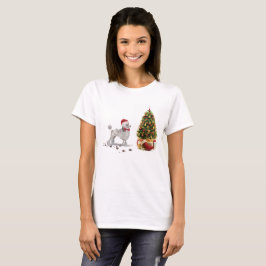 Gray Poodle Funny Christmas Dog mit Baum T-Shirt