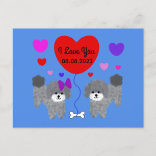 Gray Poodle Valentine #1-2 Postkarte
