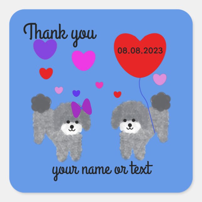 Gray Poodle Valentine #2-2 Stickers (Vorderseite)