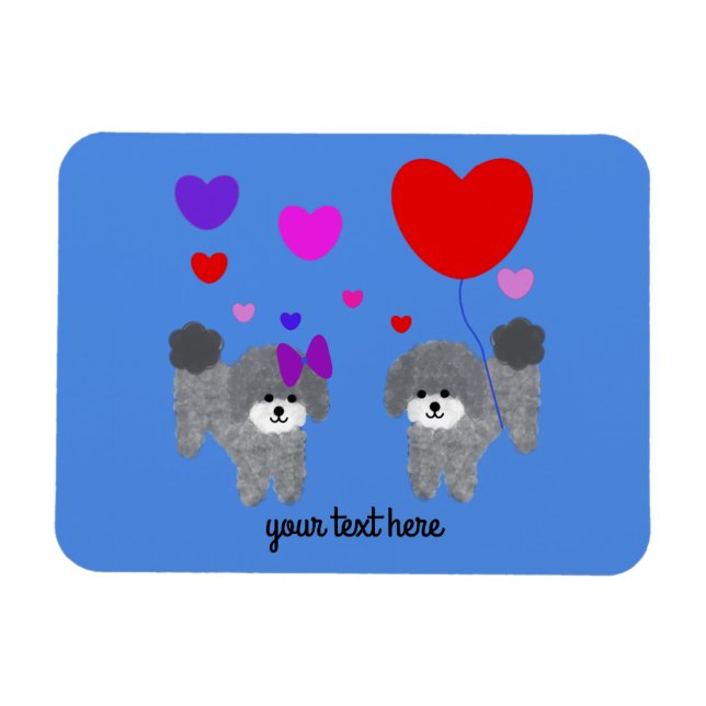 Gray Poodle Valentine #2 Magnet (Horizontal)