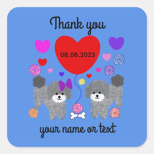 Gray Poodle Valentine #3-2 Stickers (Vorderseite)