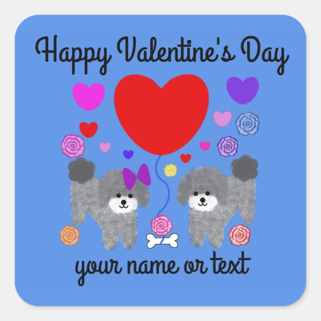 Gray Poodle Valentine #3 Stickers (Vorderseite)