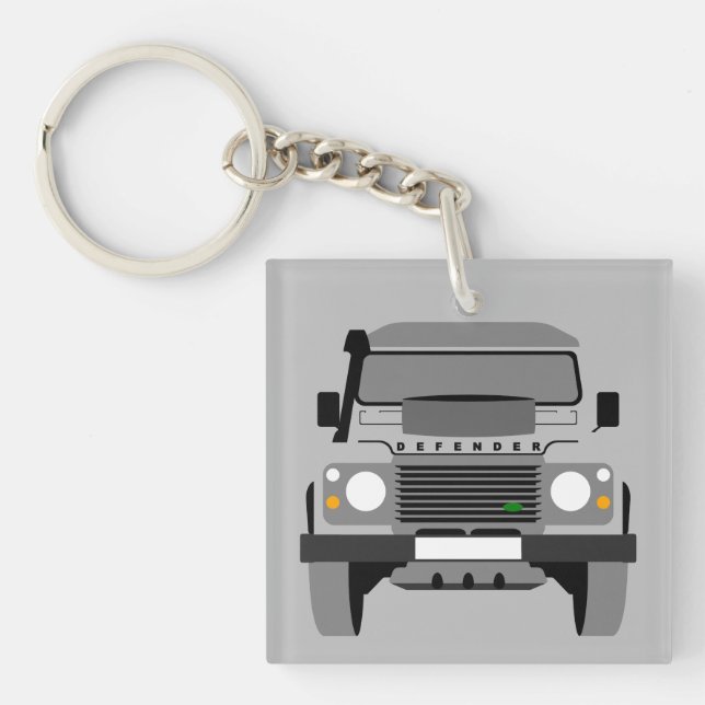 Gray Pop Art Classic Land Rover Car Schlüsselanhänger (Vorderseite)