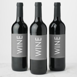 Gray Premium Ultimate Modern Monogram Bold Fun Weinetikett