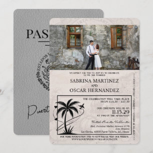 Gray Puerta Vallarta Passport Wedding Einladung