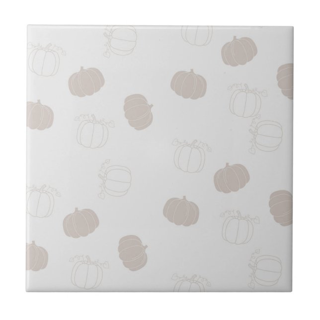 Gray Pumpkin Herbstszenario Muster Fliese (Vorderseite)