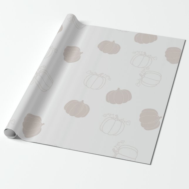 Gray Pumpkin Herbstszenario Muster Geschenkpapier (Ungerollt)