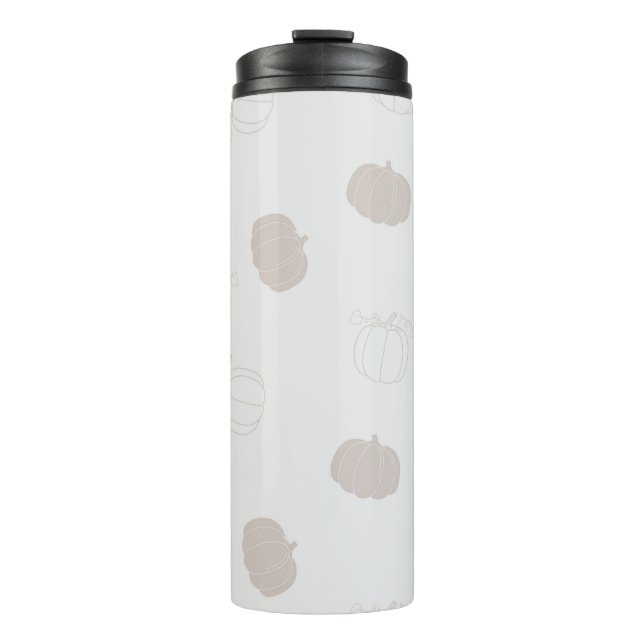 Gray Pumpkin Herbstszenario Muster Thermosbecher (Vorderseite)