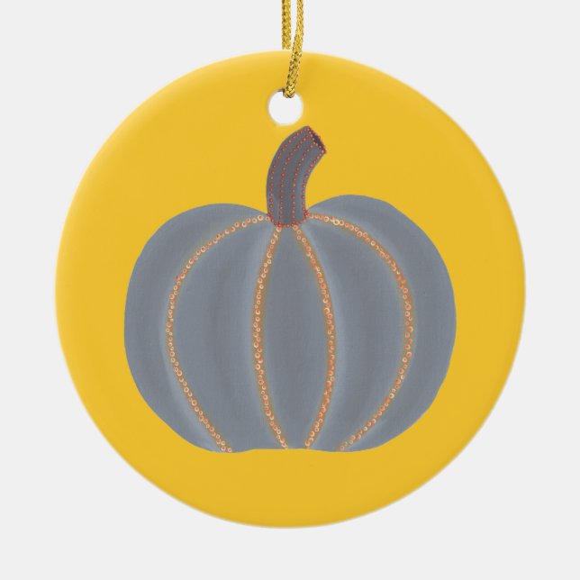 Gray Pumpkin Orange Lights Halloween Ornament (Vorne)