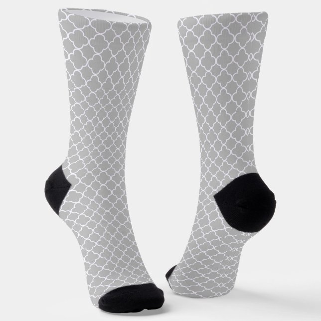 Gray Quatrefoil Socken (Gewinkelt)