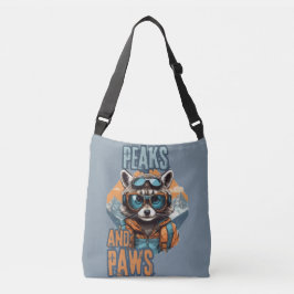 Gray Raccoon and Peaks Illustration Tragetaschen Mit Langen Trägern