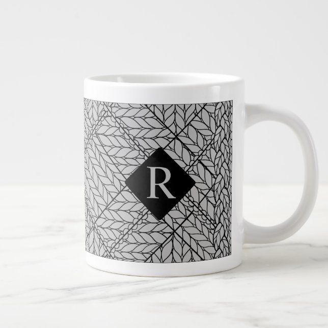 GRAY RAUTE STRICK Big Tasse + Initial II (Rechts)