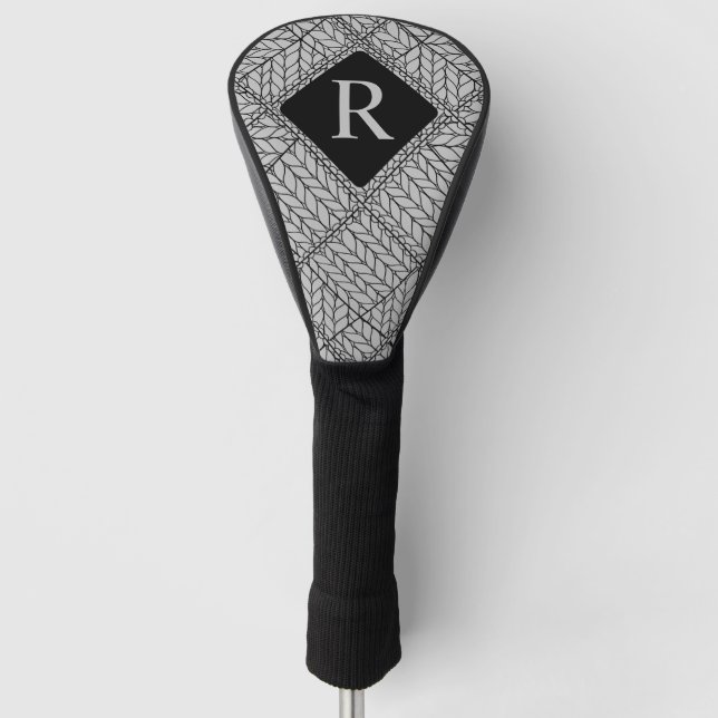 GRAY RAUTE STRICK Golf Driver Cover + Initial II Headcover (Vorderseite)