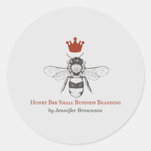 Gray Red Honeycomb Crown Queen Bee Runder Aufkleber