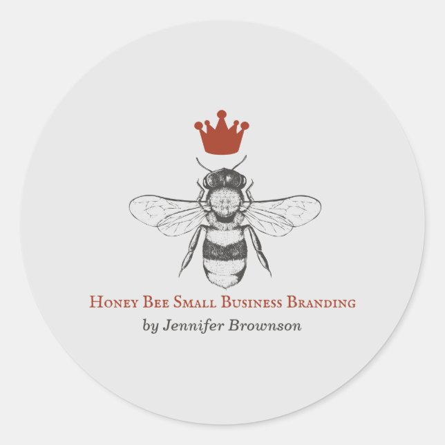 Gray Red Honeycomb Crown Queen Bee Runder Aufkleber (Vorderseite)