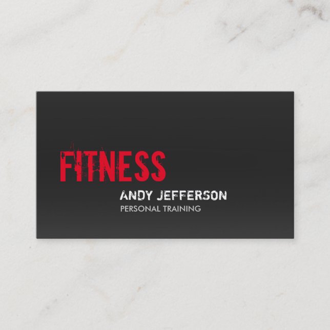 Gray Red Personal Trainer Sport Fitness Visitenkarte (Vorderseite)