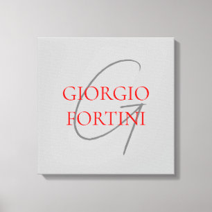 Gray Red Your Name Initial Monogram Modern Leinwanddruck