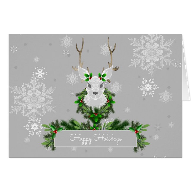 Gray Reindeer Greeting Card (Vorderseite (Horizontal))