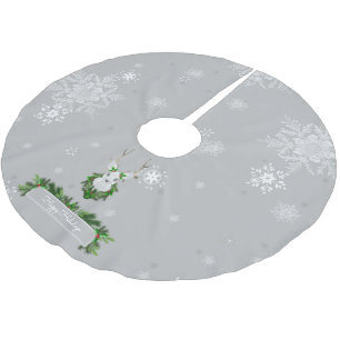 Gray Rentier Tree Skirt Polyester Weihnachtsbaumdecke