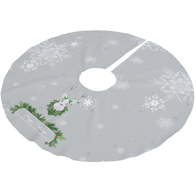 Gray Rentier Tree Skirt Polyester Weihnachtsbaumdecke (Schrägansicht)